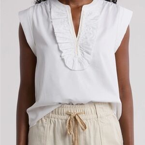 Democracy White Ruffled Blouse - Size XL